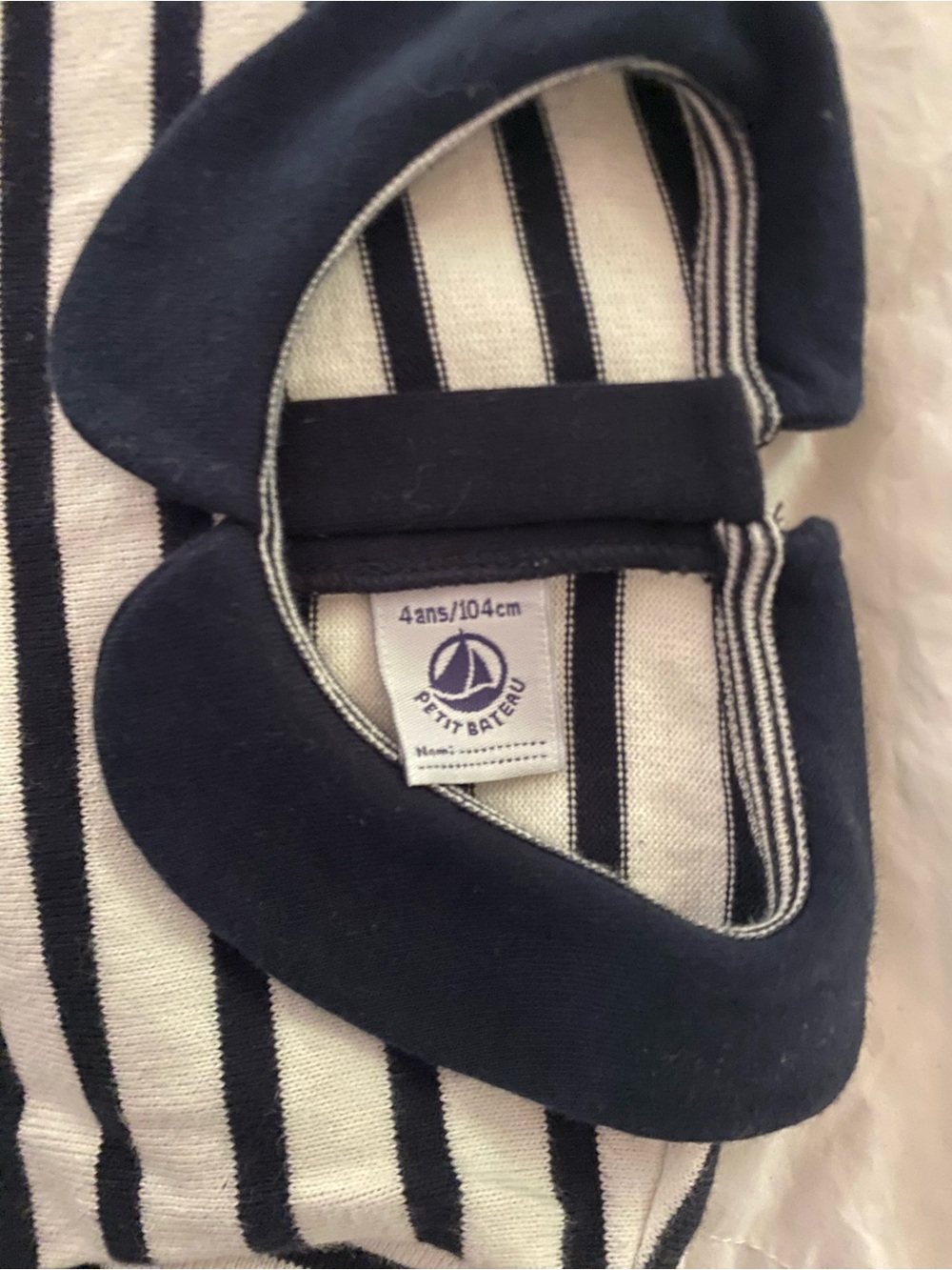 Petit Bateau Navy & White Striped Peter Collar Dress 4T - Picture 6 of 6